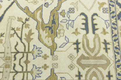 Handmade Oushak Oriental Rug Wool Carpet Floral