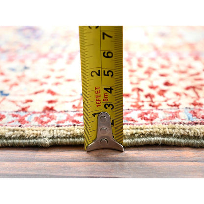 5'X6'8" Green Hand Knotted Soft Wool Mamluk Design Oriental Rug