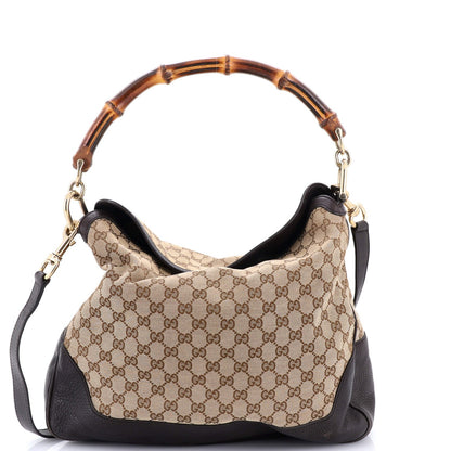 Gucci Diana Bamboo Shoulder Bag Gg Canvas Medium