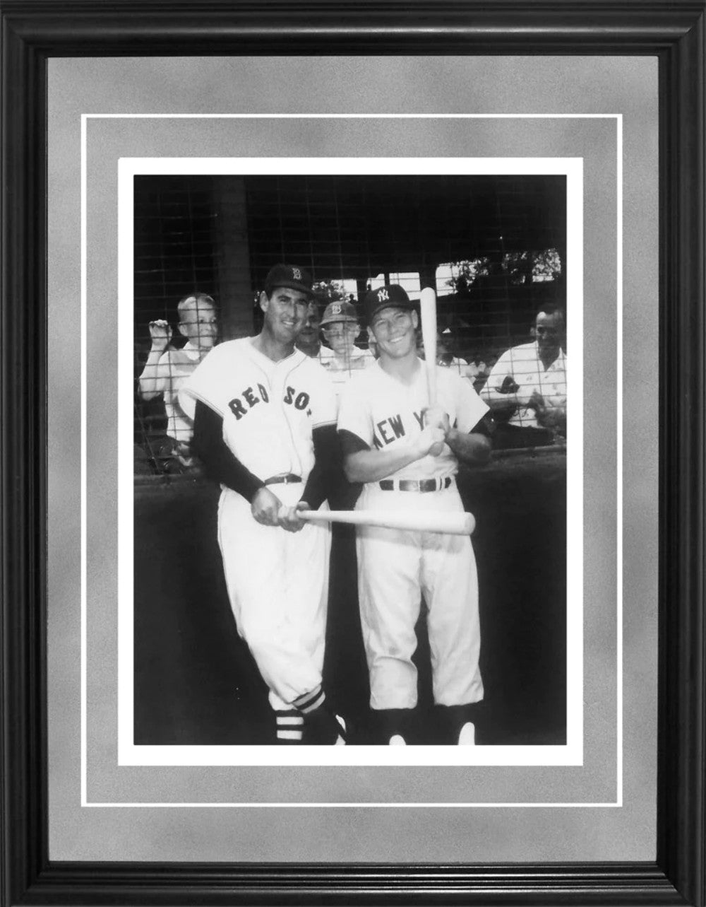 Ted Williams And Mickey Mantle Framed Black & White 11X14 Original Brearley Coll