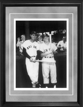 Ted Williams And Mickey Mantle Framed Black & White 11X14 Original Brearley Coll