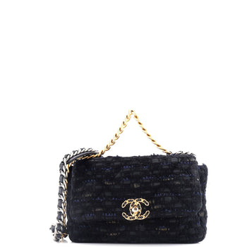Chanel 19 Flap Bag Quilted Tweed And Ribbon Medium