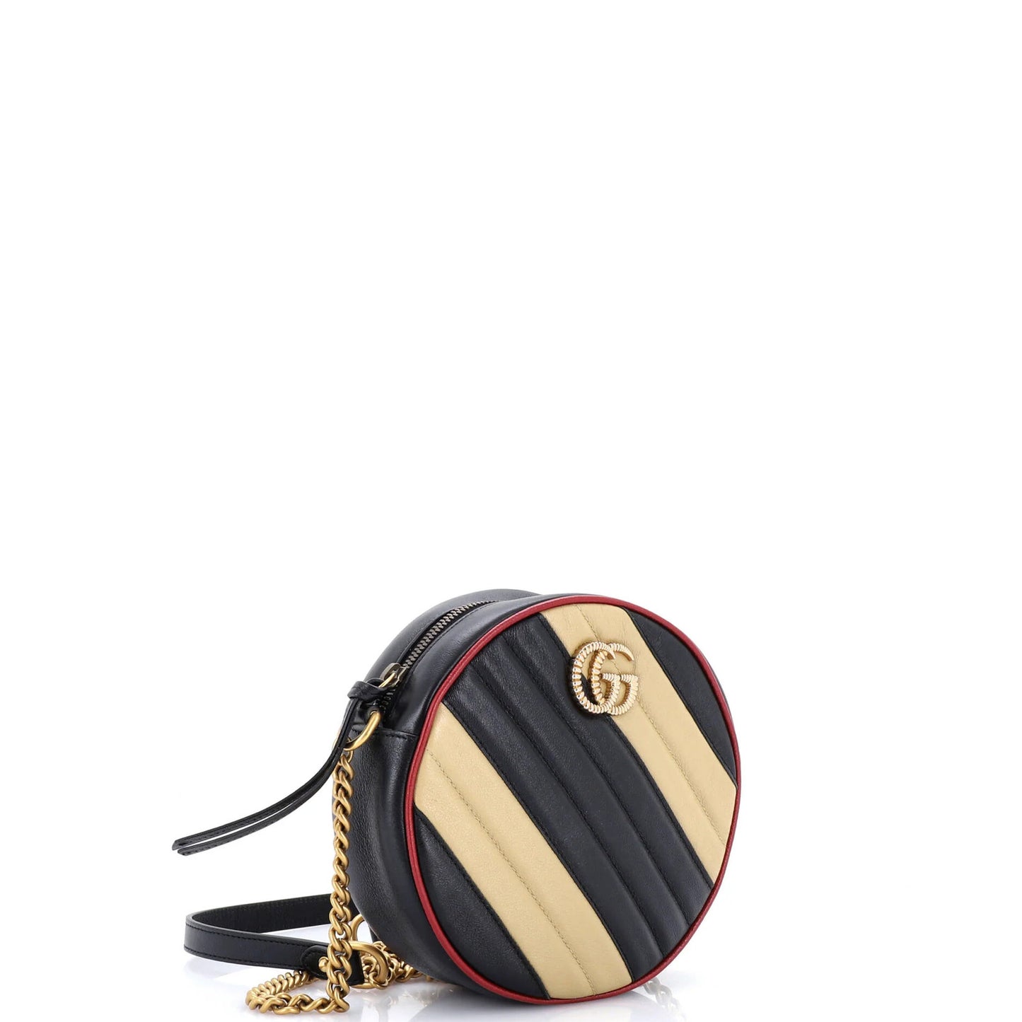 Gucci Gg Marmont Round Shoulder Bag Diagonal Quilted Leather Mini