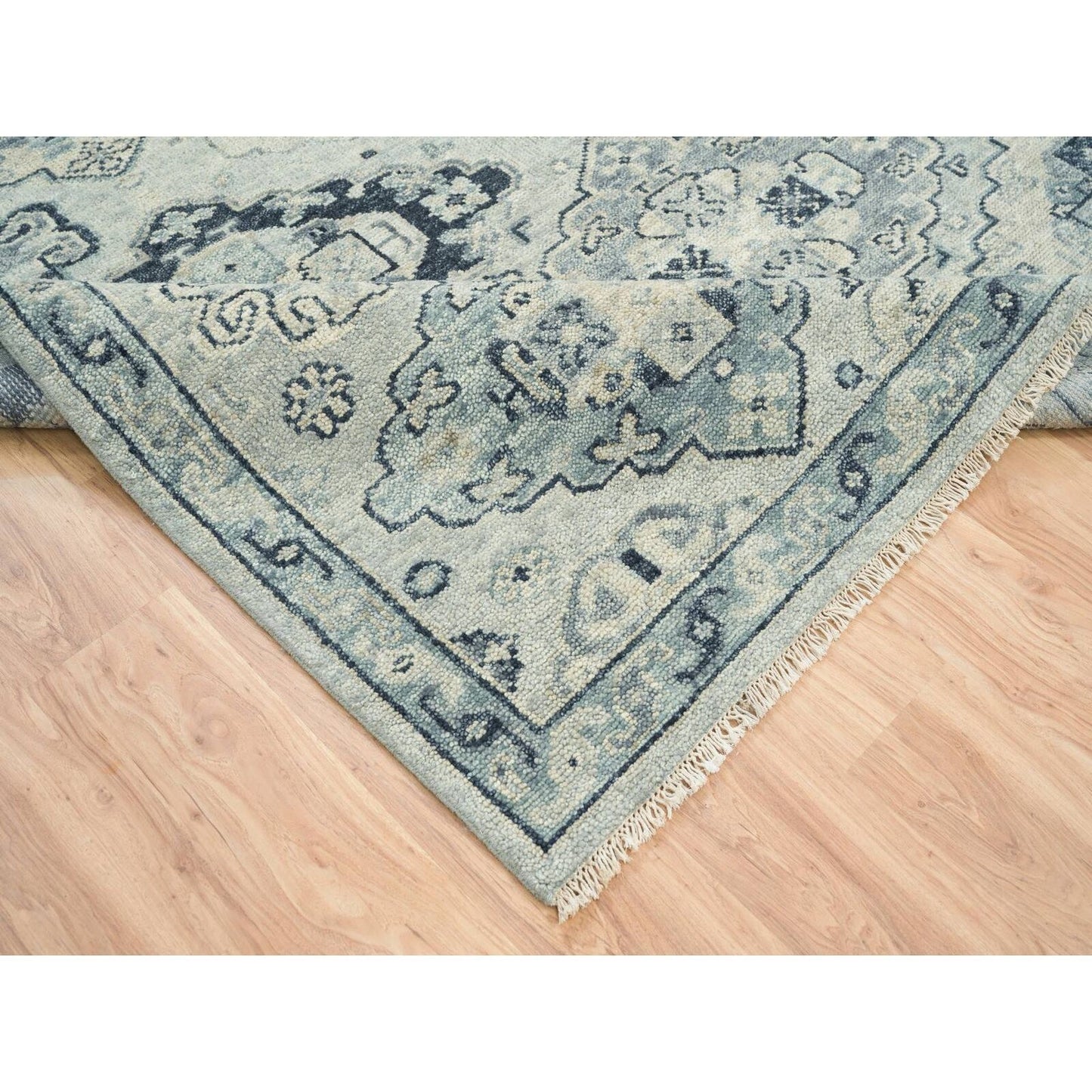 8'X10' Silver Gray Hand Knotted Anatolian Design Pure Wool Rug