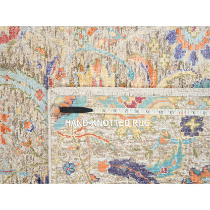 Rug 2'5"x10'1" Tan Silk With Textured Wool Hand Knotted Runner