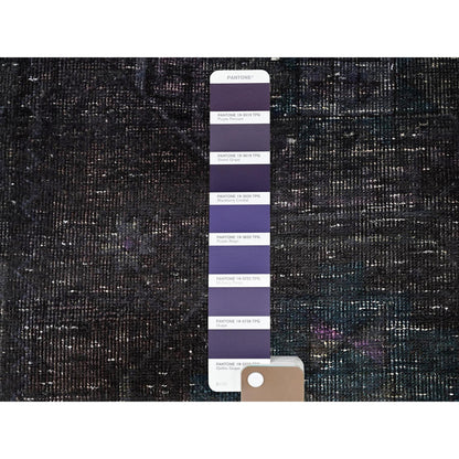 3'2"X12' Black Hand Knotted Vintage Khamadan Wide And Long Runner Rug