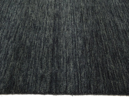 Solid Charcoal Hand-Loomed 9X12 Gabbeh Wool Rug
