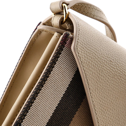 Burberry Hannah Envelope Wallet On Strap Leather And House Check Canvas