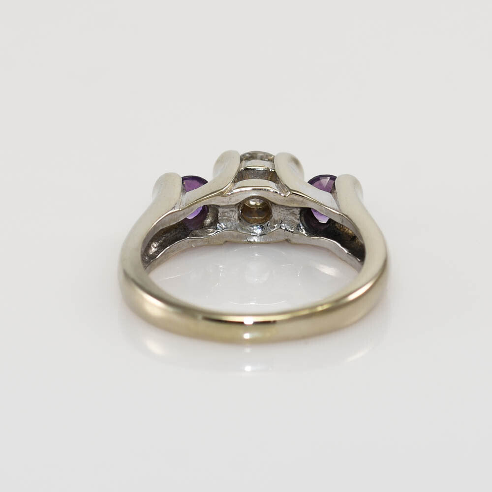 14K White Gold Diamond & Amethyst Ring,.50Ct