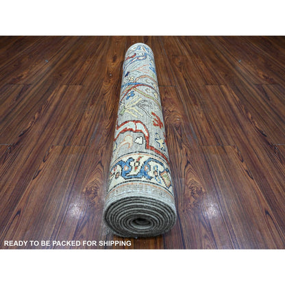3'X11'10" Gray Hand Knotted Aryana Bidjar Garus Wool Runner Oriental Rug