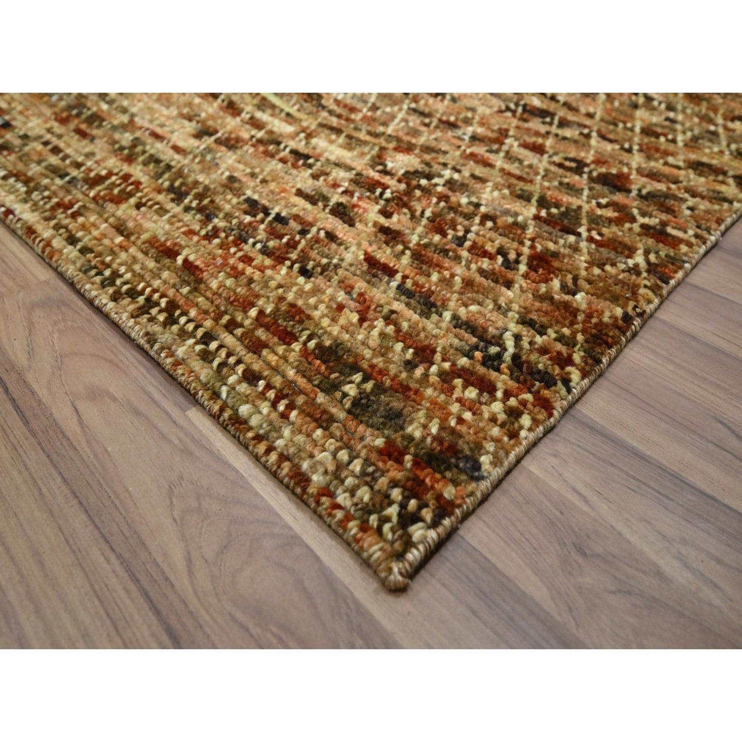 9'4"X12'1" Honey Brown Hand Knotted Rug Organic Wool Grass Design Oriental