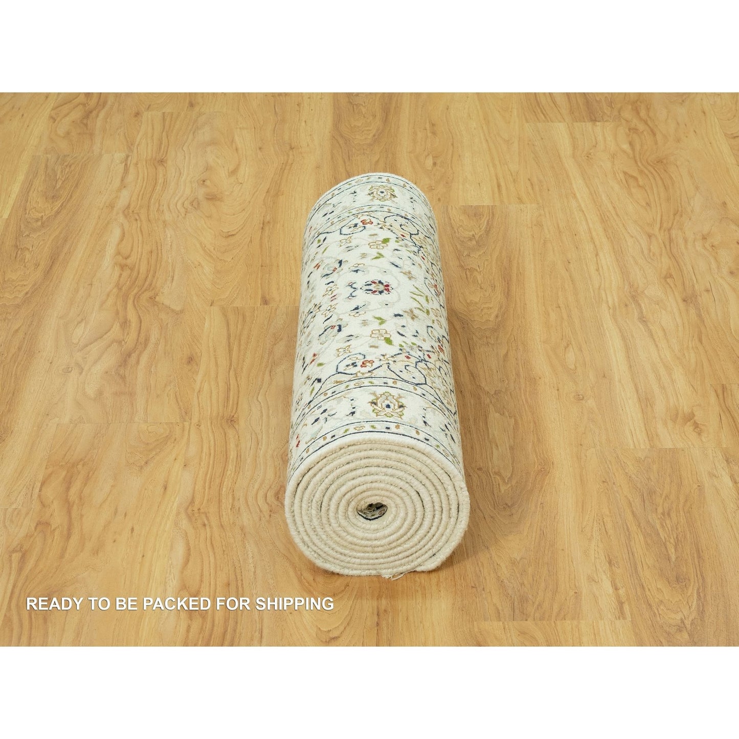 2'8"X12'1" Ivory Nain Hand Knotted 100% Wool 250 Kpsi Runner Oriental Rug
