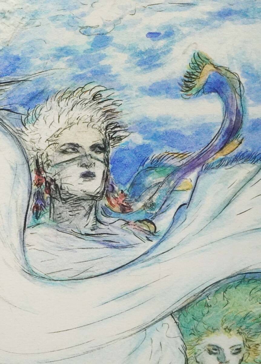 Mixed media framed fantasy art by Yoshitaka Amano prelude signed 16/ 300.