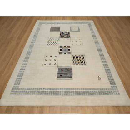 Rug 8'3"x10'2" White Modern Wool Hand Knotted Animal Figurines Lori Buft