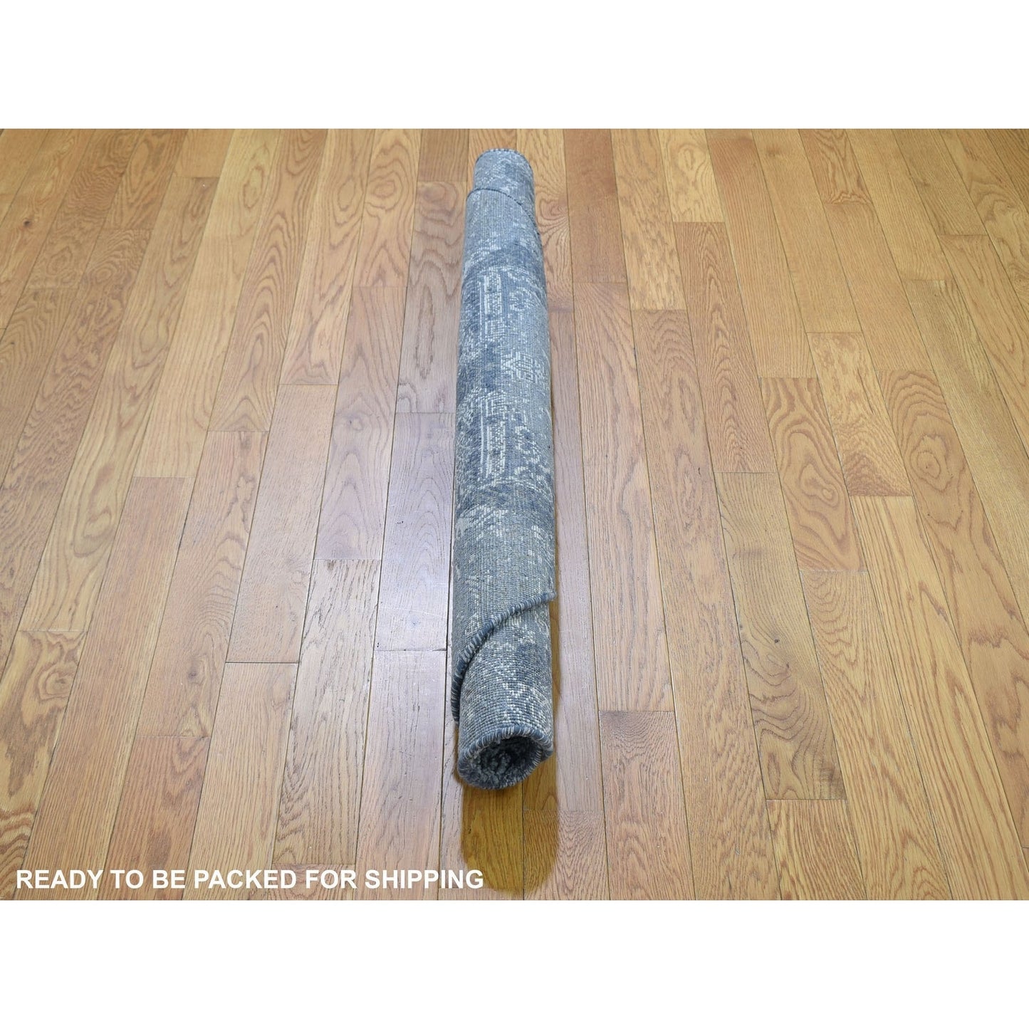 4'X4' Round Gray Wool And Pure Silk Jewellery Design Hand Knotted Rug