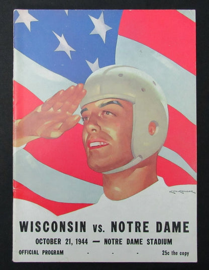 10/21/1944 Wisconsin Vs. Notre Dame College Program 185934