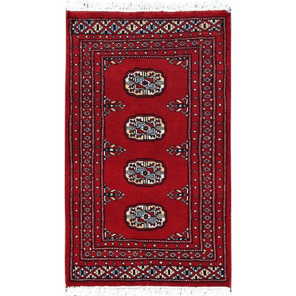2'X3' Scarlet Red Princess Bokara Soft Wool Hand Knotted Sample Mat Rug