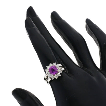 2.17Ct Pink Sapphire Ring Platinum Pt900 11G