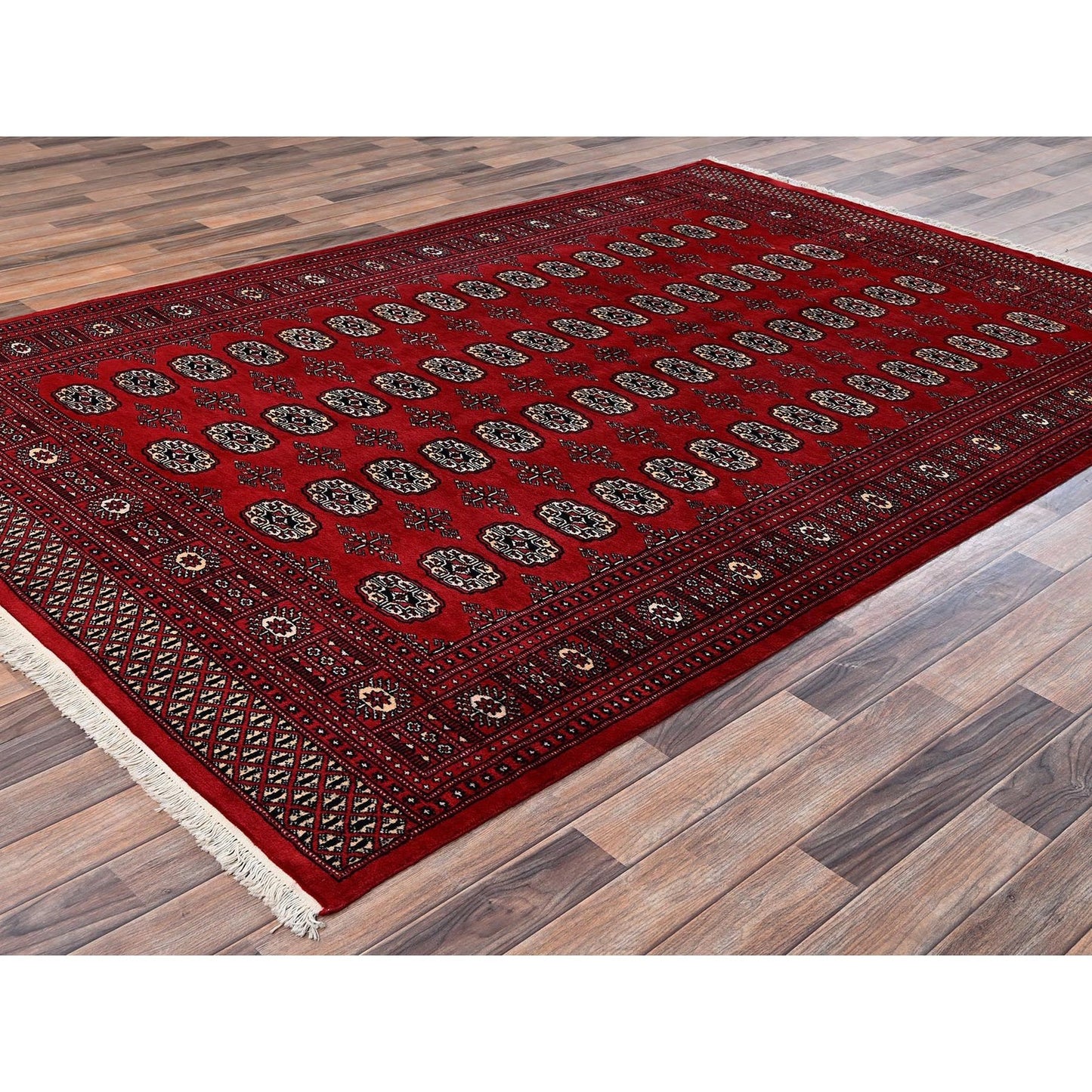 Knotted 6'x9' Red Princess Bokara Tribal Medallions Rug Soft Wool Hand