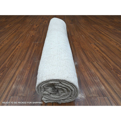 9'1"X12'1" Ivory Hand Knotted Wool Moroccan Diamond Repetitive Design Rug