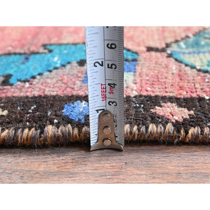 2'7"X12'7" Overdyed Red Vintage Zoroastrian Hand Knotted Wool Runner Rug