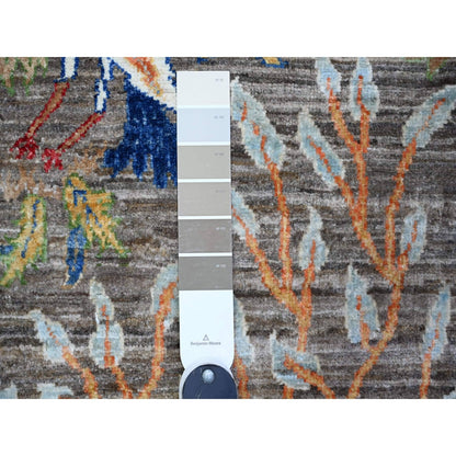 2'10"X4'10" Taupe Gray Hand Knotted Afghan Peshawar Wool Oriental Rug
