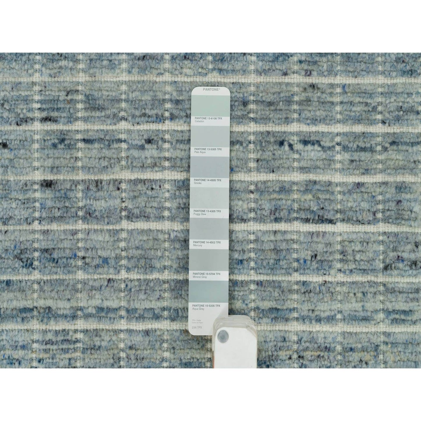 10'X13'9" Mercury Blue Loomed Knotted Wool Modern Box Design Oriental Rug