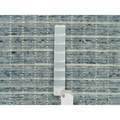 10'X13'9" Mercury Blue Loomed Knotted Wool Modern Box Design Oriental Rug