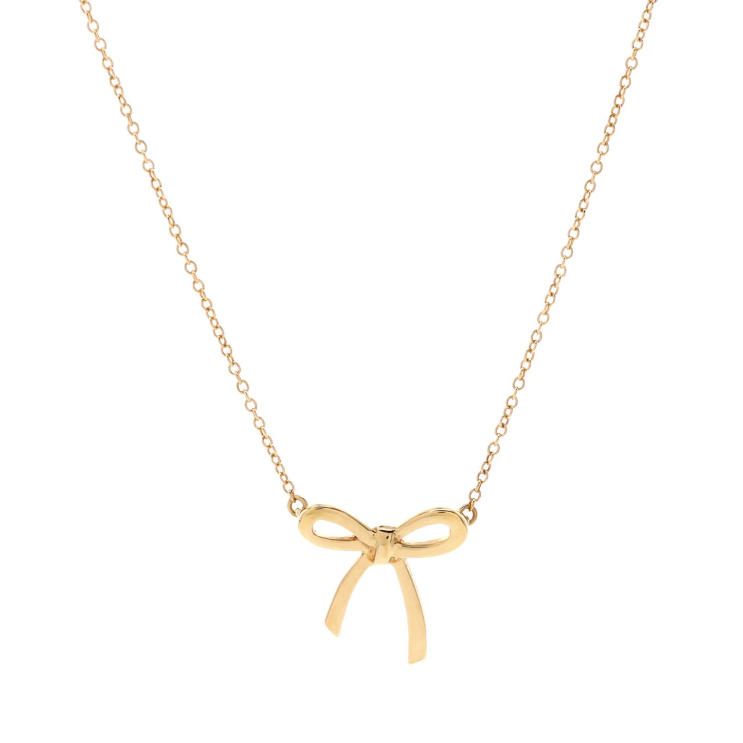Tiffany & Co. Bow Pendant Necklace 18K Yellow Gold Mini