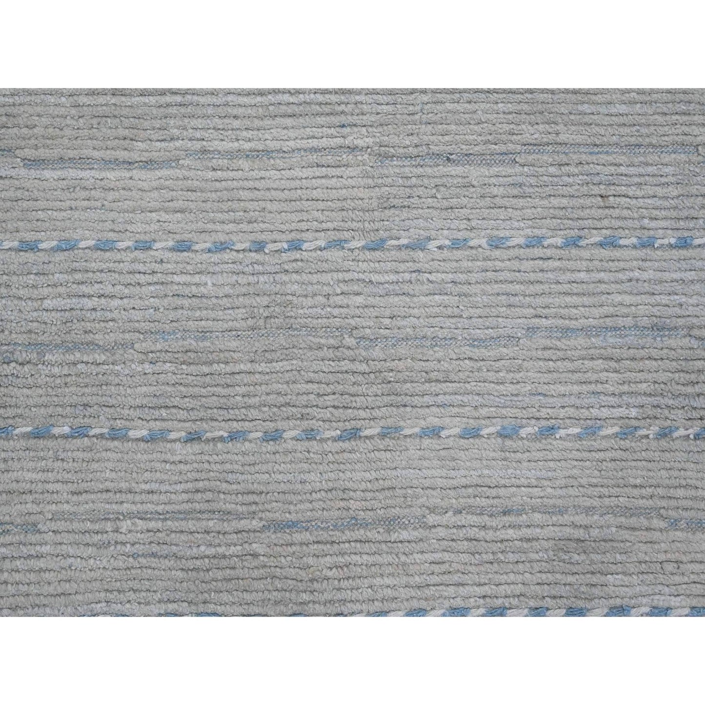 10'2"X14'7" Gray Moroccan Weave Minimalist Design Hand Knotted Wool Rug