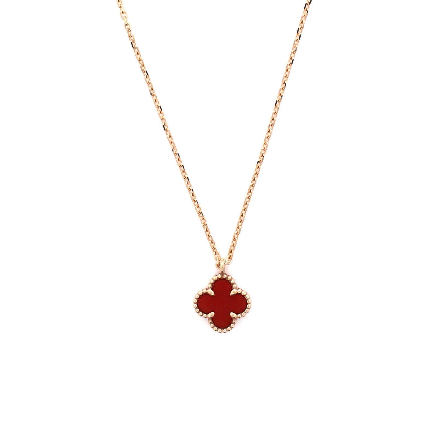 Van Cleef & Arpels Sweet Alhambra Pendant Necklace 18K Rose Gold And Carnelian