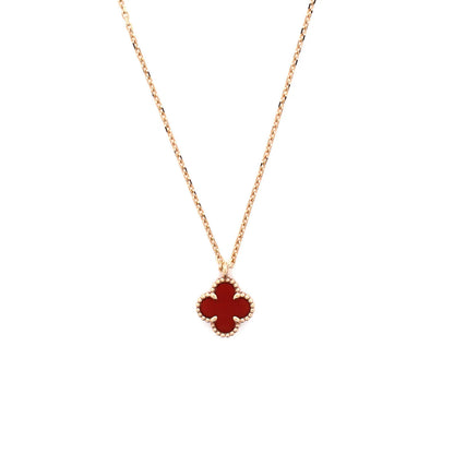 Van Cleef & Arpels Sweet Alhambra Pendant Necklace 18K Rose Gold And Carnelian