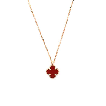 Van Cleef & Arpels Sweet Alhambra Pendant Necklace 18K Rose Gold And Carnelian