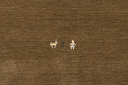 Handmade Brown Gabbeh Modern Square Rug Tribal Style Living Room Carpet 6X6 ft