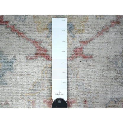 3'X13'6" Alabaster White Wool Foundtion Runner Angora Oushak Oriental Rug