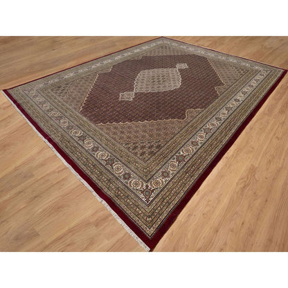 11'9"X15'1" Carmine Red Tebraz Mahi Soft Wool Hand Knotted Oversized Rug