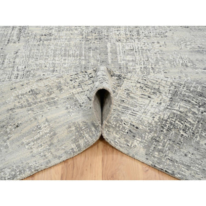 6'X11'10" Gray Wool Hand Knotted Modern Design Gallery Size Runner Rug