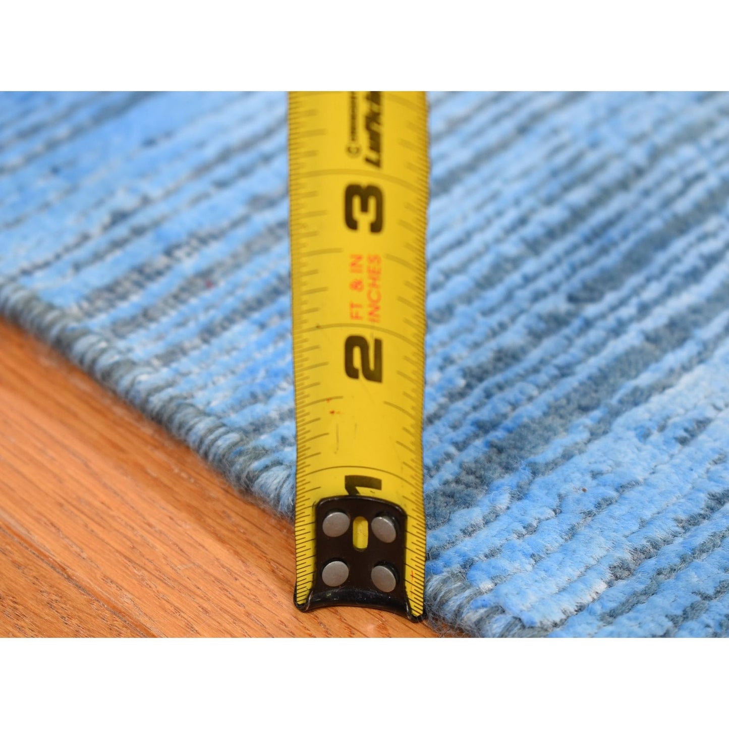 Rug 10'x14'1" Blue Wool Hand Knotted Overdyed Contemporary Design