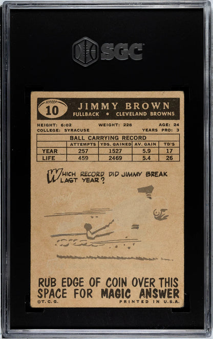 Jim Brown 1959 Topps Card #10 Sgc 2.5