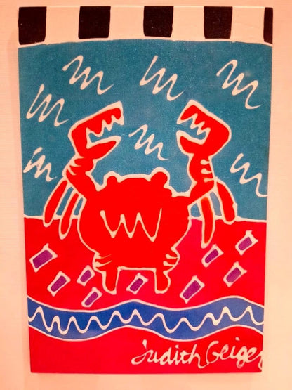 Judith Geiger Crab Silkscreen Signed Framed Art
