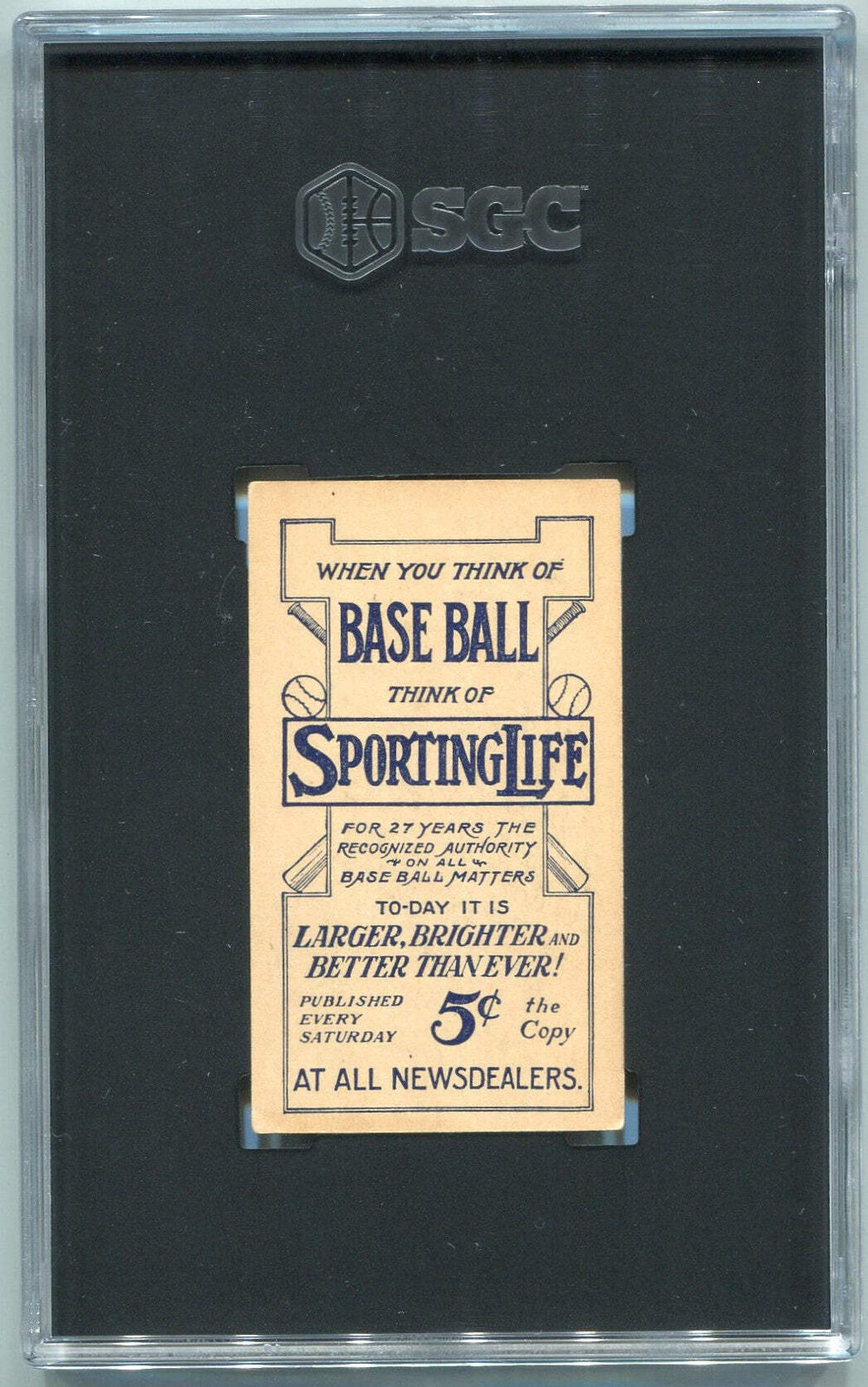 Tim Jordan 1910 - 1911 Sporting Life Blue Variation Tobacco Card #M116 Sgc Grade