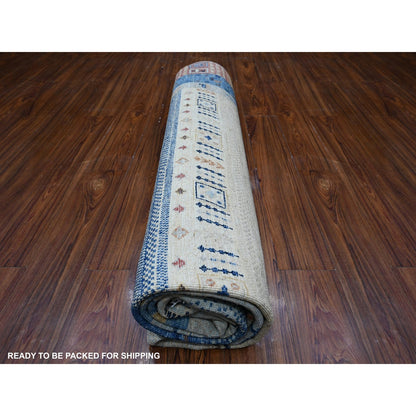 8'3"X9'6" Steel Blue Fine Kashkuli Gabbeh All Natural Wool Oriental Rug