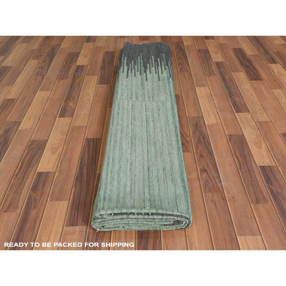 10'X14'1" Hand Woven Light Green Flat Weave Kilim Reversible Wool Rug