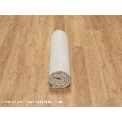 2'5"X5'10" White Wool Hand Knotted Lori Buft Gabbeh Modern Runner Rug