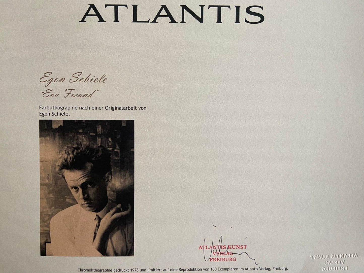 Egon Schiele "Eva" Lithograph From An Signed Op Numbered