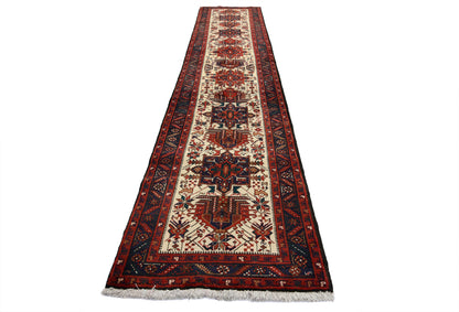 Vintage Hand-Knotted Tribal Runner Rug Wool
