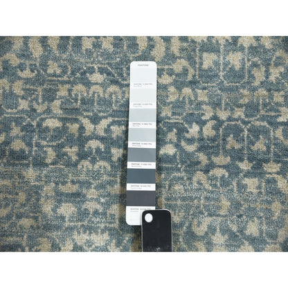 3'1"X5'1" Blue Modern Design Organic Wool Hand Knotted Oriental Rug