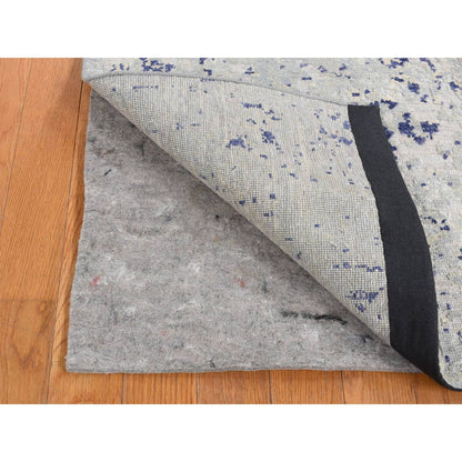 2'X3'1" Gray Cypress Tree Design Silk With Wool Hand Knotted Sample Rug