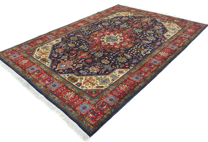 Vintage Handmade Oriental Carpet Rug Classic Floral Medallion Design 6'7X9'6