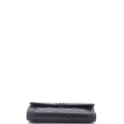 Chanel Boy Trifold Flap Wallet Quilted Lambskin Medium
